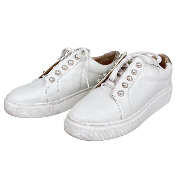 Alex Marie Wrenna Pearl Stud Embellished Leather Platform Sneakers 9M - Picture 3 of 10